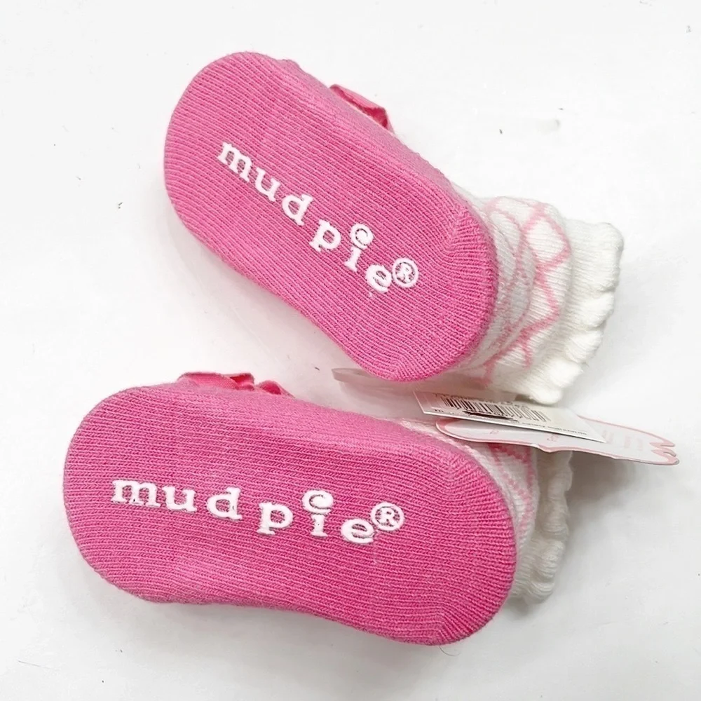 NEW Mud Pie light pink sneaker baby socks